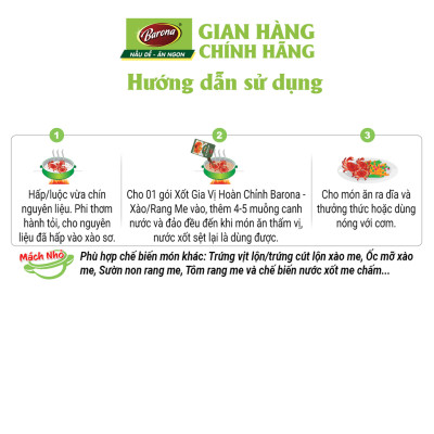 Combo 5 Gói Gia Vị Xào/ Rang me Barona 80g tươi ngon chuẩn vị không cần nêm nếm