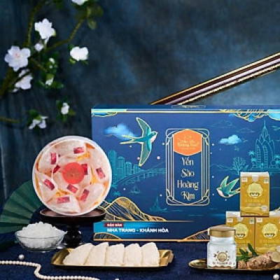 [CHÍNH HÃNG] Yến Sào Hoàng Kim - Hộp Quà Nguyên Bảo Phú Quý (50g Tổ Yến Thượng Hạng & 4 Hũ Yến Chưng Đường Phèn) - Quà Biếu Cao Cấp, Sang Trọng