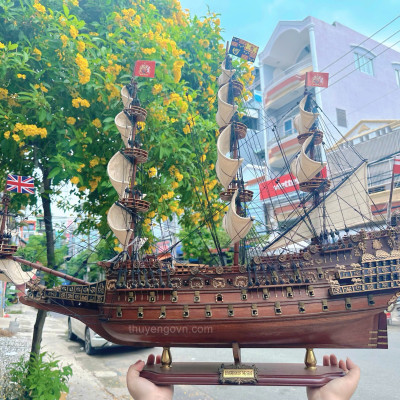 Mô Hình Thuyền Gỗ Phong Thủy Dạng Thuyền Cổ SOVEREIGN OF THE SEAS, thuyền buồm phong thủy, hàng chính hãng