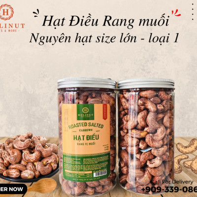 HẠT ĐIỀU RANG MUỐI BÌNH PHƯỚC NGUYÊN HẠT VỎ LỤA 500GRAM