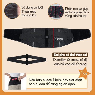 Đai lưng cột sống loại vừa Phiten metax supporter waist belt middle type AP230003/AP230004/AP230005