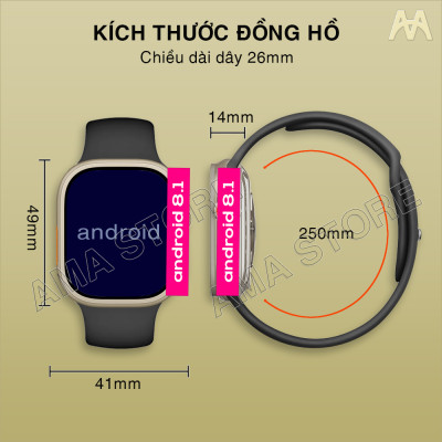 Đồng hồ Thông minh AMA Smart watch TK Titan Android 8.1 Lắp Sim Định vị GPS Google kết nối Wifi 4G Blueltooth tải App qua CH. play FB Messenger Skype Viber Wechat Line Tele xem được Video Youtube TikTok  chơi Game cho Trẻ em Người lớn Hàng nhập khẩu