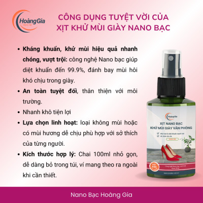 Xịt Khử Mùi Giày Công Sở Nữ Nano Bạc Hoàng Gia 100ml - Khử Khuẩn, Chống Hôi Chân Hiệu Quả