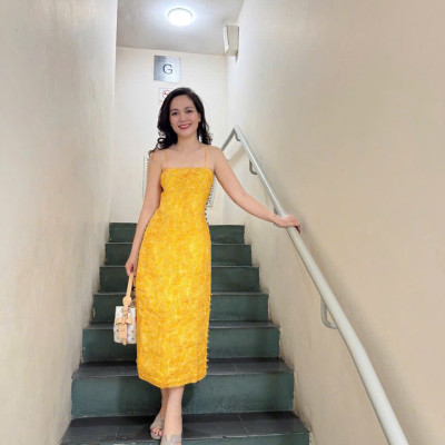 ĐẦM HAI DÂY SUÔNG LINEN KIM DIỆP DRE208FLORAL thời trang thiết kế Hity