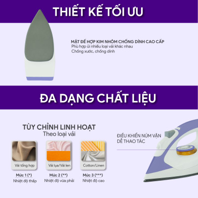 Bàn Ủi Khô BlueStone DIB-3728 1100-1300W - Hàng Chính Hãng