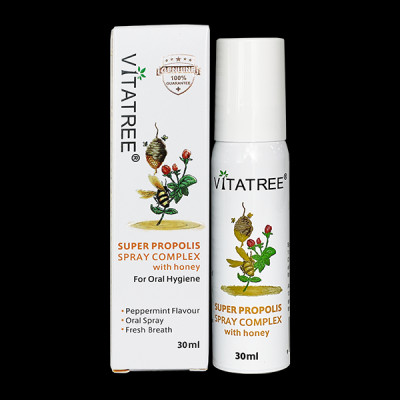 Xịt keo Ong Vitatree Super Propolis Spray Complex tăng sức đề kháng, kháng khuẩn, nấm, giảm viêm họng, ho, nhiệt miệng - QuaTangMe Extaste