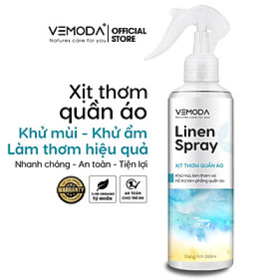 Xịt thơm quần áo Vemoda cao cấp giúp khử mùi ẩm mốc, làm thơm vải nhanh chóng, chiết xuất tuwd tinh dầu thiên nhiên và nước hoa