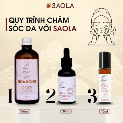 Serum dưỡng ẩm Saola, tinh chất hoa hồng, cấp ẩm, giảm thâm, sáng da, Mỹ Phẩm Thuần Chay, VEGAN,30ml