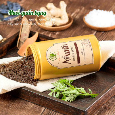 Bộ giảm eo sau sinh Wonmom ( 4 Muối quấn bụng + 1 Dầu gừng + 1 Gen nịt bụng + 1 Đai muối )