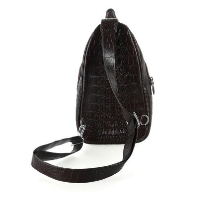 Túi đeo trước nam da cá sấu Huy Hoàng đầu cá sấu màu nâu đất HC6290