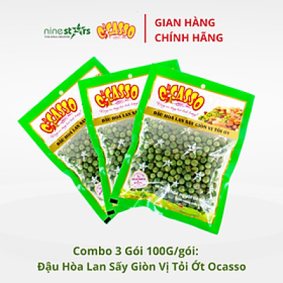 Combo 3 Gói Đậu Hòa Lan Sấy Giòn Vị Tỏi Ớt O