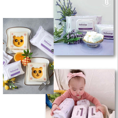Khăn ướt Bebesup Light 80 Tờ/ Gói Nhập Khẩu Hàn Quốc Thương Hiệu Bebesup