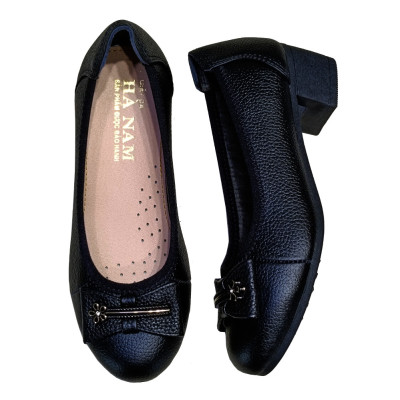 Giày Búp Bê Nữ Cao Gót HA NAM Da Bò Thật Thời Trang Cao Cấp 5cm GBBN20898