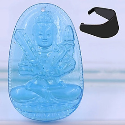 [Tuổi Sửu, Dần] Mặt Dây Chuyền Phật Hư Không Tạng Bồ Tát Đá Pha Lê Xanh Lam Size Nhỏ 3.6cm - Tặng Kèm Móc Inox - Phong Thủy 868 - May Mắn - Bình An