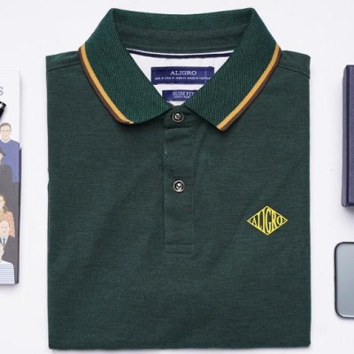 Áo Polo Nam ALIGRO Cộc tay Trơn Chất liệu CVC Form dáng SlimFit ôm vừa vặn màu Xanh Đậm ALGPLO54