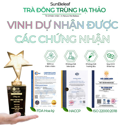 Trà Đông Trùng Hạ Thảo Tứ Vị Táo Đỏ Sunbeleaf – Bồi Bổ Cơ Thể, Bổ Khí Huyết, Tốt Cho Tim Mạch, Chống Lão Hóa – Hộp 10 Đến 20 Gói