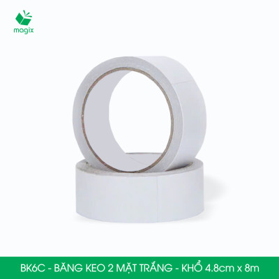 BK6C - 12 cuộn băng keo 2 mặt siêu dính - Khổ 4.8cm x 8m - Băng dính 2 mặt, băng keo hai mặt