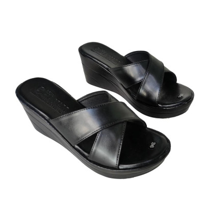 Dép Nữ Quai Chéo Đế Xuồng HÀ NAM Da Bò Thời Trang Cao Cấp 7cm DNU2119