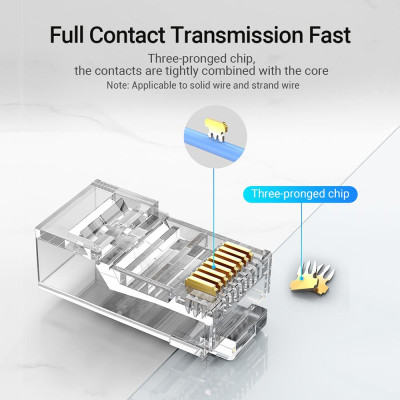 Đầu nối mạng Cat.6 Vention IDDR0-50 Đầu cắm mô-đun RJ45 Địa chỉ liên hệ mạ vàng Chất liệu PC Cat.6 UTP 50 miếng
