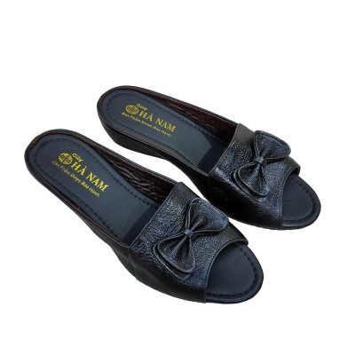 Dép Nữ Quai Ngang Đế Xuồng HÀ NAM Da Bò Thật Cao Cấp DNU2136
