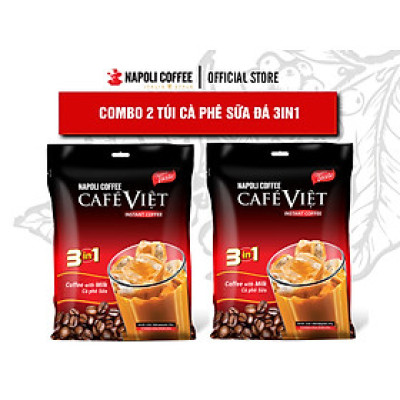 COMBO 2 Túi Lớn Cà Phê Sữa Đá Napoli Coffee - Cafe Hoà Tan 3IN1 - Cà Phê SẠCH (35 gói x 22g)