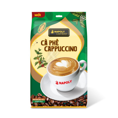 Cà Phê CAPPUCCINO Napoly Coffee Arabica/Robusta Hòa Tan Giữ Hương Vị Cà Phê, Đậm Đà, Thơm Béo Của Sữa - Túi 18 Gói x29g