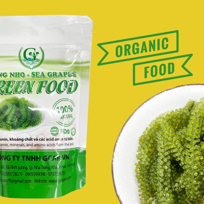 Rong nho biển GREEN FOOD - Sea grapes - Giàu vitamin, khoáng chất và các axit amin  (Túi zipper 100G)
