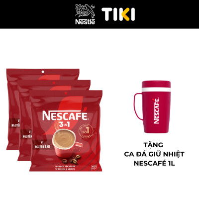 [Tặng Ca Đá 900ML] Combo 3 Bịch NESCAFE 3IN1 Công thức cải tiến - VỊ NGUYÊN BẢN Bịch 46 gói
