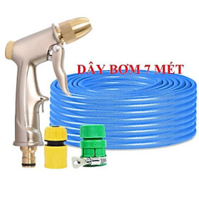 Bộ dây vòi xịt nước rửa xe, tưới cây . tăng áp 3 lần, loại 7m, 10m 206701-1 đầu đồng,cút,nồi v+ tặng túi đựng bút
