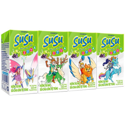 Sữa chua uống hương táo nho Vinamilk Susu - Thùng 48 hộp 110ml.