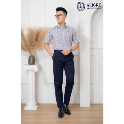 Quần kaki nam Aligro form slimfit màu xanh cẩm, chất liệu kaki cotton mềm, chuẩn form, co giãn nhẹ, tôn dáng  ALGK071
