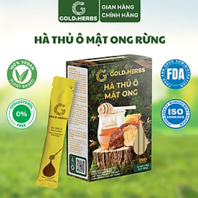 Hàng chính hãng - Hà thủ ô ngâm mật ong rừng GoldzHerbs, 100% mật ong nguyên chất – Hũ 300g/ Hộp 15 gói x 10g