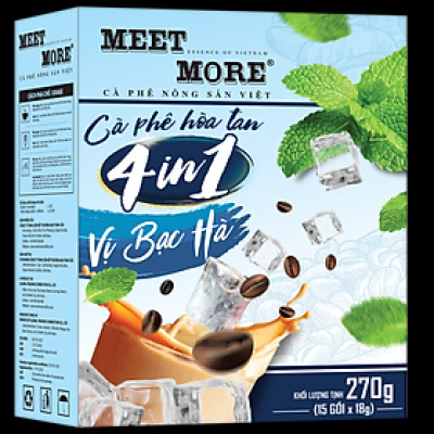 Cà phê hòa tan 4in1 Meet More vị Bạc Hà (15 GÓI * 18GR)