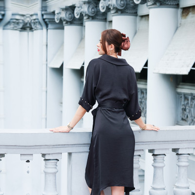 Đầm Tay Liền Đầm Kiểu Sang Trọng Thời trang thiết kế Hity DRE130 (Đen Huyền Bí)