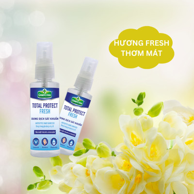 Combo Nước rửa tay kháng khuẩn nhanh Green Cross Total Protect 70ml Dạng Xịt