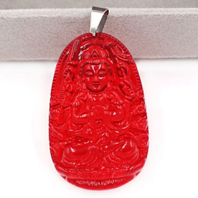 [Tuổi Tý] Mặt Dây Chuyền Phật Thiên Thủ Thiên Nhãn Đá Pha Lê Đỏ Size Nhỏ 3.6cm & Size Lớn 5cm - Tặng Kèm Móc Inox - Phong Thủy 868 - May Mắn - Bình An