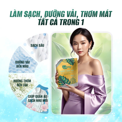 [MUA 1 TẶNG 1] Nước Giặt Xả Lamy EcoWipes Túi 2KG Hương Nước Hoa Thơm Lâu Sạch Nhanh Làm Mềm Vải 3IN1 (2 TÚI)