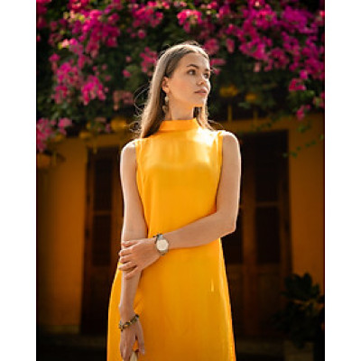 Áo Dài Lụa Tơ Tằm Dã Quỳ ADA004 thời trang thiết kế Hity