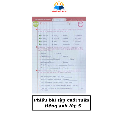 sách - Phiếu Bài Tập Cuối Tuần Môn Toán, Tiếng Anh, Tiếng Việt Lớp 3, 4, 5 ( Biên Soạn Theo Chương Trình GDPT Mới)