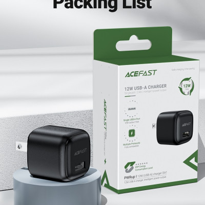 Sạc Acefast 12W 1 cổng USB-A (US) - DA1 Hàng chính hãng Acefast