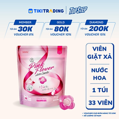 Viên giặt xả Top Step hương Nước hoa tinh tế gói 33 viên (462g)
