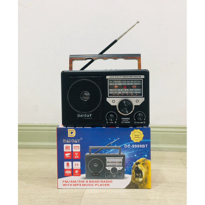 Đài radio FM-DC 999BT Bluetooth BH12 tháng- có rắc cắm tai nghe và usb ,thẻ nhớ ĐÀI FM CHO NGƯỜI CAO TUỔI- Hàng Chính Hãng