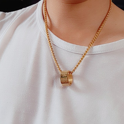 dây chuyền nam Nhẫn Bát Nhã Tâm Kinh cực kỳ may mắn bình an, nhẫn xoay titanium cao cấp