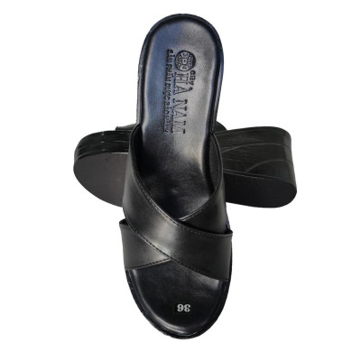 Dép Nữ Quai Chéo Đế Xuồng HÀ NAM Da Bò Thời Trang Cao Cấp 7cm DNU2119