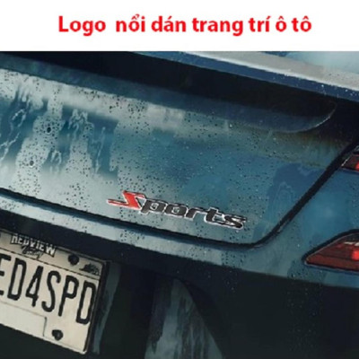 Logo kim loại chữ nổi SPORTS dán ô tô