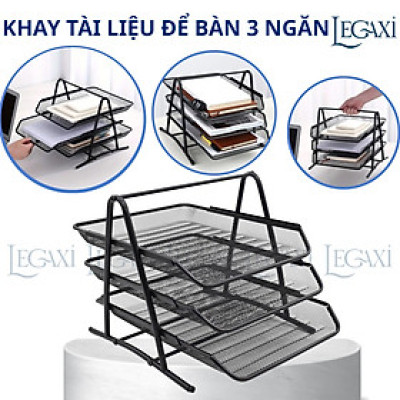 Khay Tài Liệu 3 Ngăn Để Bàn Khay Đựng Hồ Sơ Giấy Tờ Văn Phòng Học Sinh Bằng Kim Loại Có Thể Tháo Rời