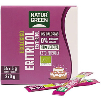 Đường Ăn Kiêng Hữu Cơ - NaturGreen Erythritol Sticks Bio 270g (54x5g)