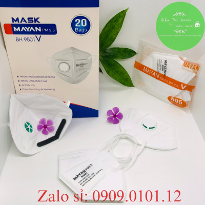 Khẩu Trang N95 Có Van Thở - Đệm Mũi Cao Cấp [Mayan PM 2.5 - Chính Hãng - 4 Lớp Kháng Khuẩn - Than Hoạt Tính]