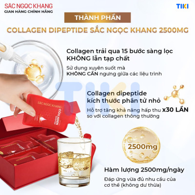 (New) Nước uống Collagen dipeptide 15 túi Sắc Ngọc Khang tinh khiết nhập khẩu từ Nhật Bản, đạt chuẩn hàm lượng hấp thụ nhanh & vượt trội giúp trẻ hóa làn da - săn chắc và sáng mịn