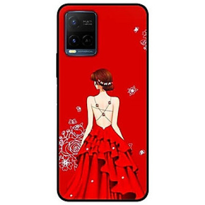 Ốp lưng dành cho Vivo Y21 - Vivo Y21s mẫu Cô Gái Hai Dây Đầm Đỏ